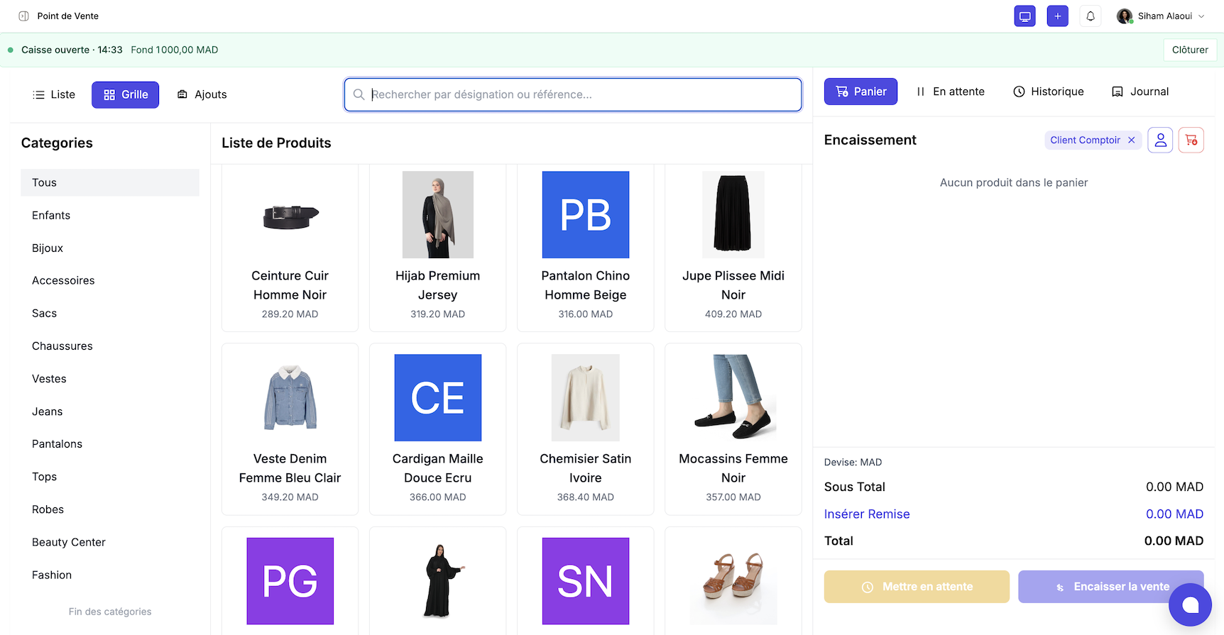 Point de vente Devinstock, caisse boutique ouverte